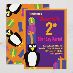 Penguin Animal Kid's Birthday Party Invitations