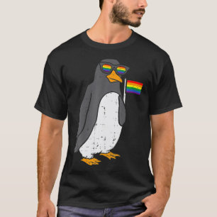 Penguin Animal LGBTQ Rainbow Flag Gay Pride Ally M T-Shirt