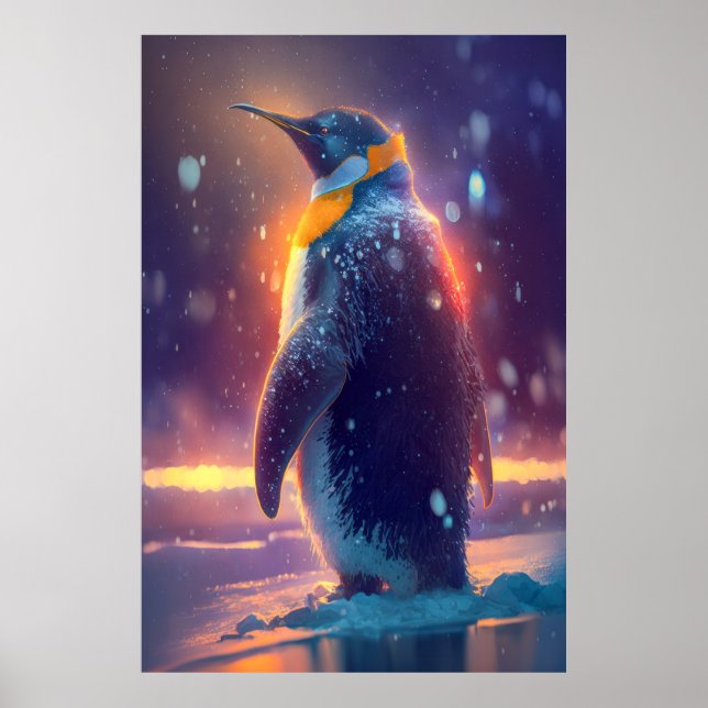 Penguin Animal Portrait Painting Wildlife Outdoors Poster (Front)
