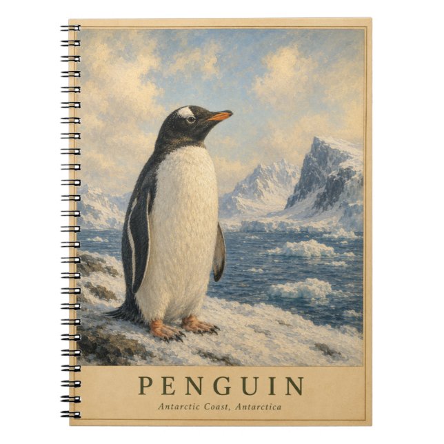 Penguin Antarctic Coast VINTAGE Notebook (Front)