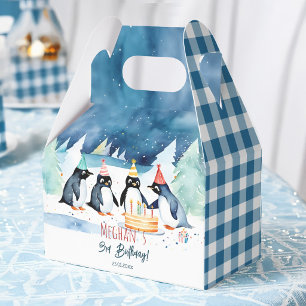 Penguin arctic winter birthday favours custom favour box