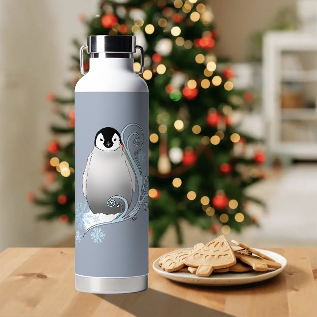 Penguin Art Nouveau Snowflakes.  Water Bottle (Creator Uploaded)