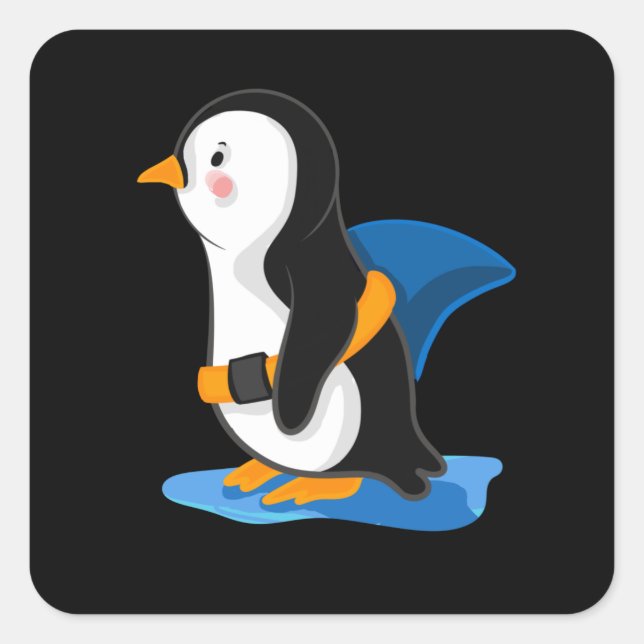 Penguin as a Shark Square Sticker (Front)