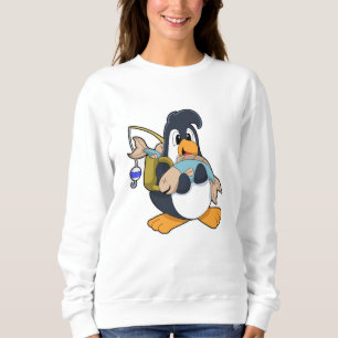 Penguin as Angler with Fish Sweatshirt