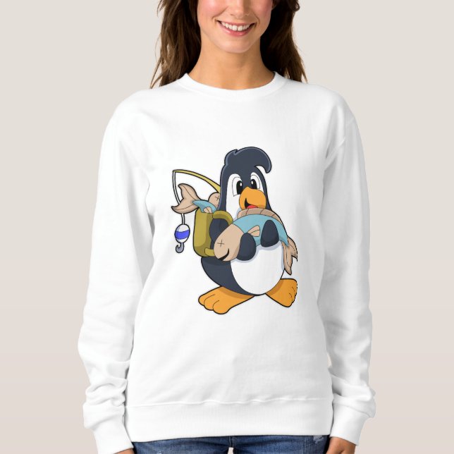 Penguin as Angler with Fish Sweatshirt (Front)