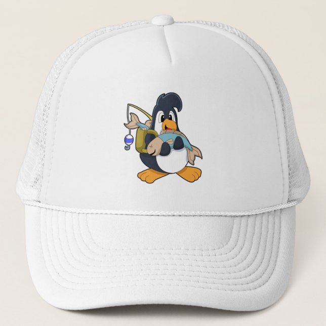 Penguin as Angler with Fish Trucker Hat (Front)