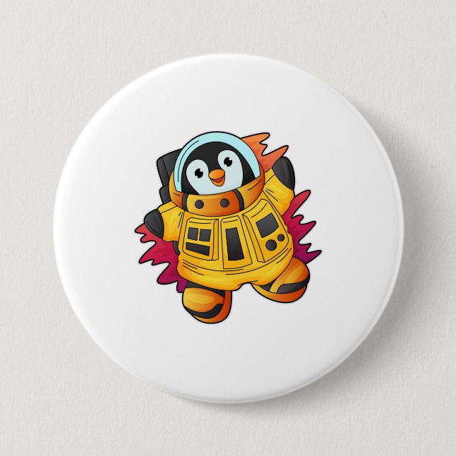 Penguin as Astronaut in Suit 7.5 Cm Round Badge (Front)