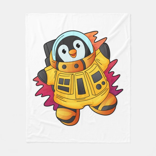 Penguin as Astronaut in Suit Fleece Blanket (Front)