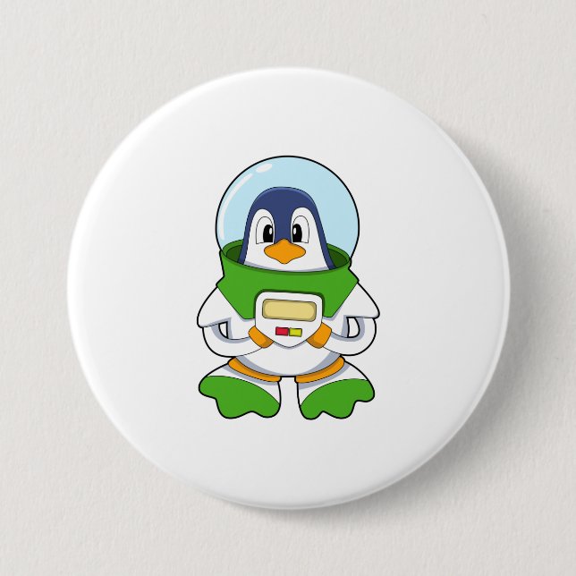 Penguin as Astronaut with Costume 7.5 Cm Round Badge (Front)