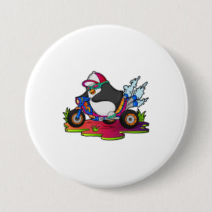 Penguin as Biker with Motorcycle 7.5 Cm Round Badge
