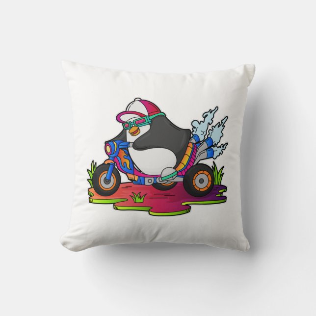 Penguin as Biker with Motorcycle Cushion (Front)