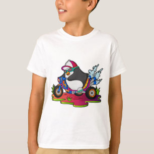 Penguin as Biker with Motorcycle T-Shirt