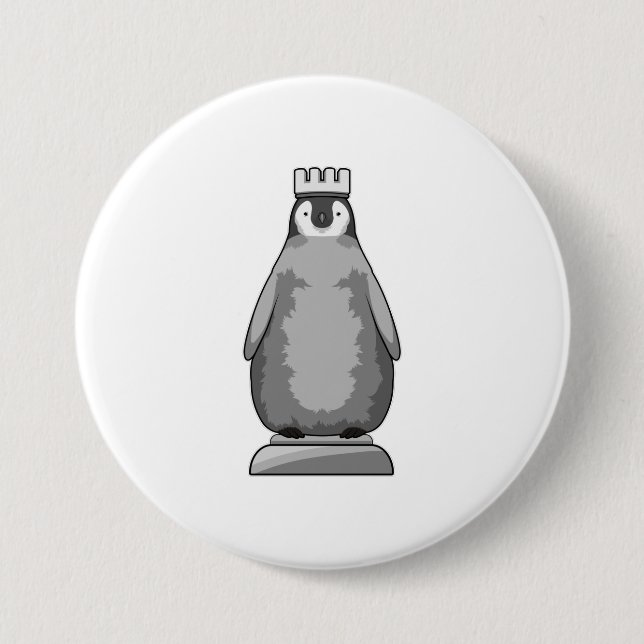 Penguin as Chess piece King 7.5 Cm Round Badge (Front)
