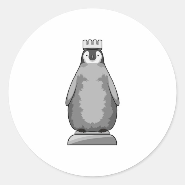Penguin as Chess piece King Classic Round Sticker (Front)
