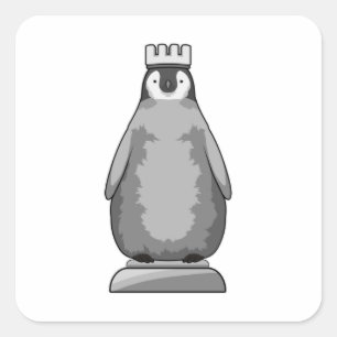 Penguin as Chess piece King Square Sticker