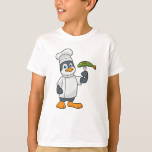 Penguin as Cook with Fish & Cooking apron T-Shirt