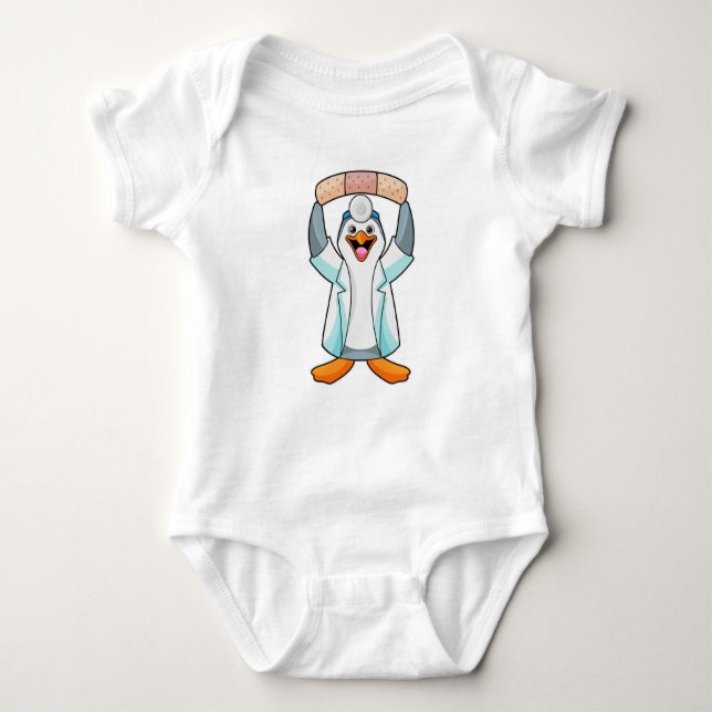 Penguin as Doctor with Plaster Baby Bodysuit (Front)