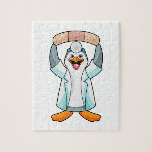 Penguin as Doctor with Plaster Jigsaw Puzzle