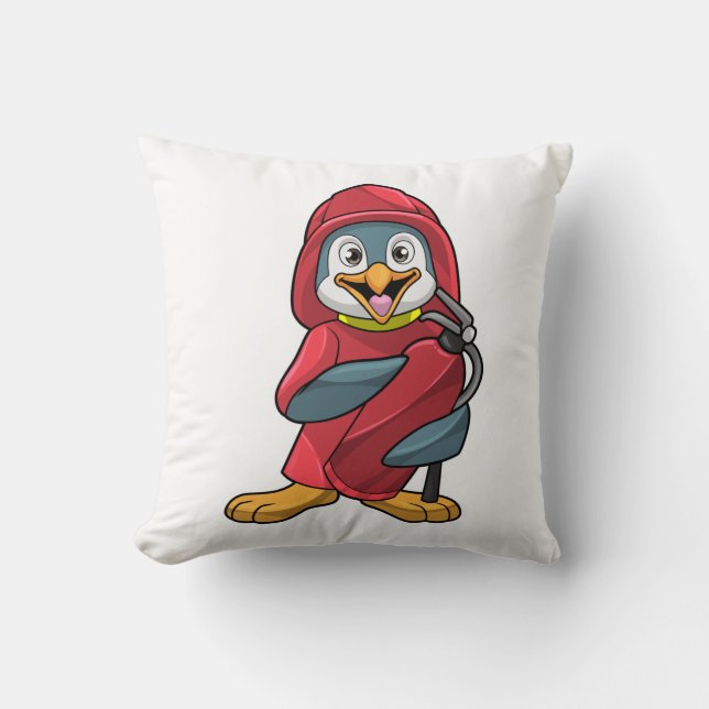 Penguin as Firefighter with Extinguisher Cushion (Front)