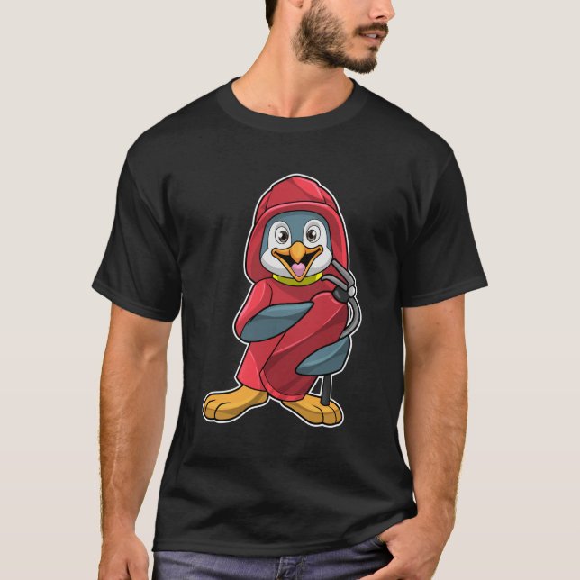 Penguin as Firefighter with Extinguisher T-Shirt (Front)