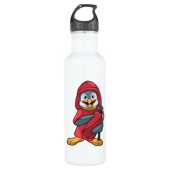 Penguin as Firefighter with Fire extinguisher 710 Ml Water Bottle (Front)