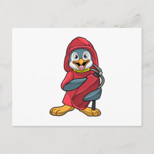 Penguin as Firefighter with Fire extinguisher Postcard