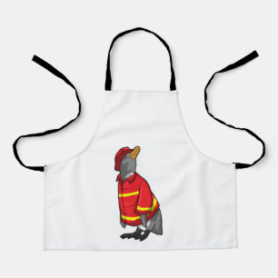 Penguin as Firefighter with Helmet Apron