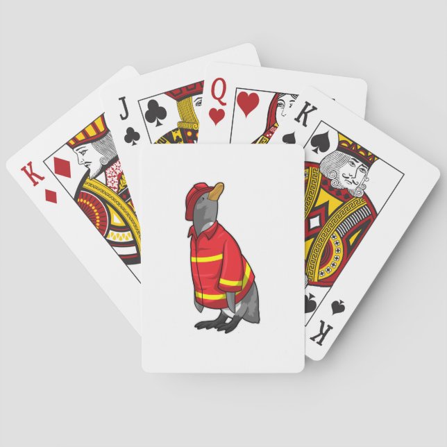 Penguin as Firefighter with Helmet Playing Cards (Back)