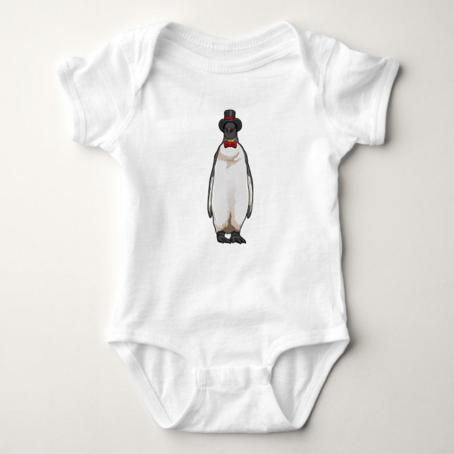 Penguin as Gentleman with Hat Baby Bodysuit (Front)