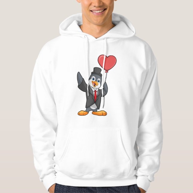 Penguin as Groom with Heart Ballon Hoodie (Front)