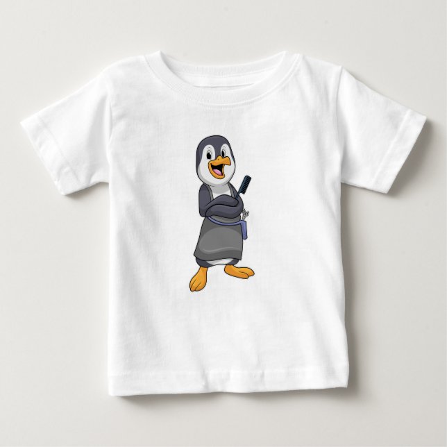 Penguin as Hair stylist with Comb Baby T-Shirt (Front)