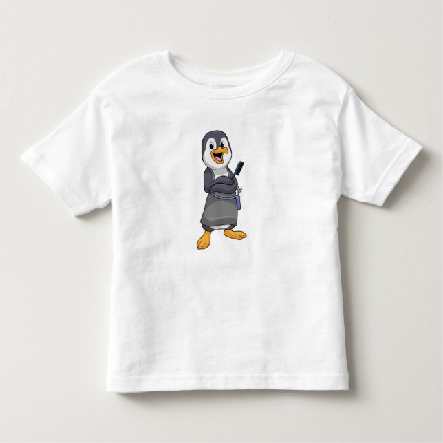 Penguin as Hair stylist with Comb Toddler T-Shirt (Front)