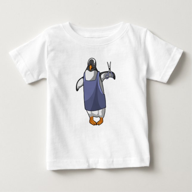 Penguin as Hairdresser with Scissors Baby T-Shirt (Front)