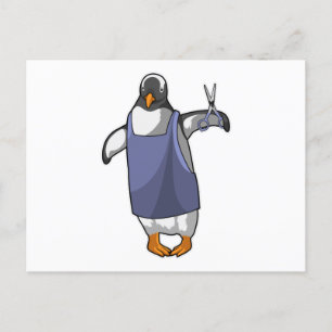 Penguin as Hairdresser with Scissors Postcard