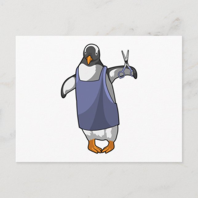 Penguin as Hairdresser with Scissors Postcard (Front)