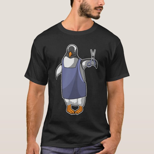 Penguin as Hairdresser with Scissors T-Shirt (Front)