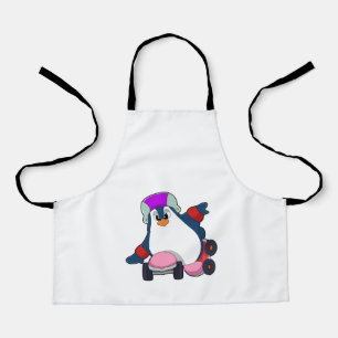 Penguin as Inline Skater with Inline Skates Apron