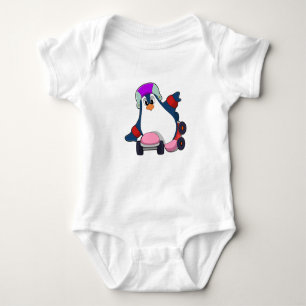 Penguin as Inline Skater with Inline Skates Baby Bodysuit