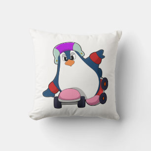 Penguin as Inline Skater with Inline Skates Cushion