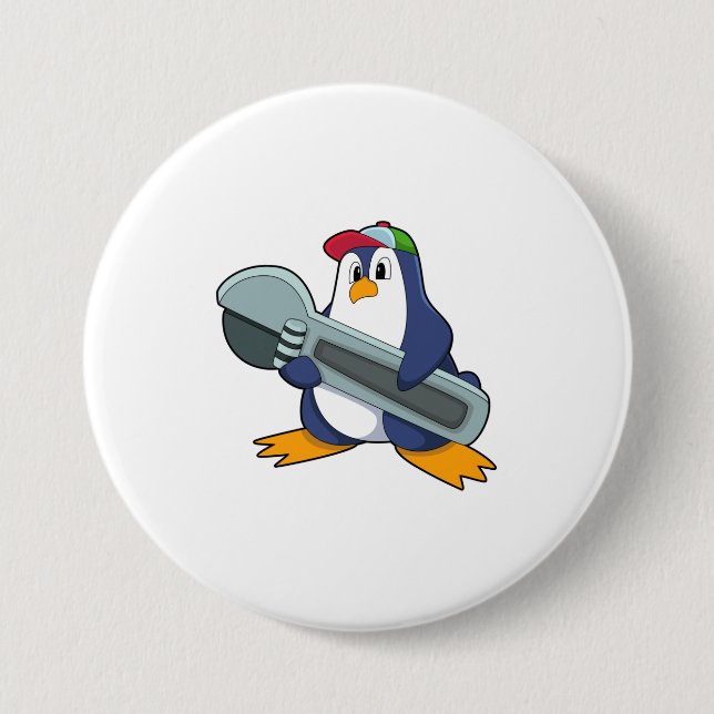 Penguin as Mechaic with Tool 7.5 Cm Round Badge (Front)