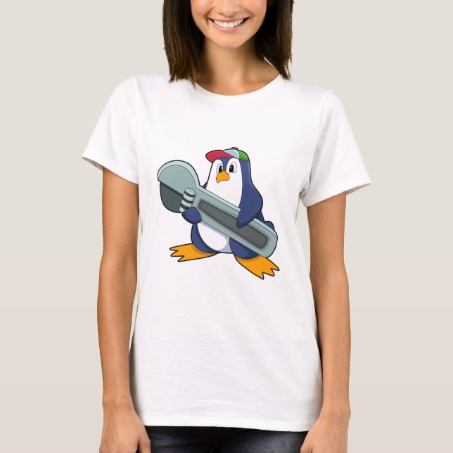 Penguin as Mechaic with Tool T-Shirt (Front)