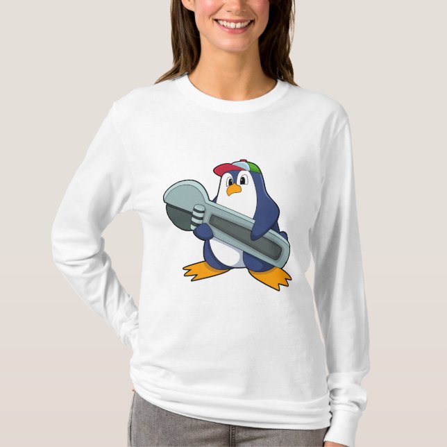 Penguin as Mechaic with Tool T-Shirt (Front)