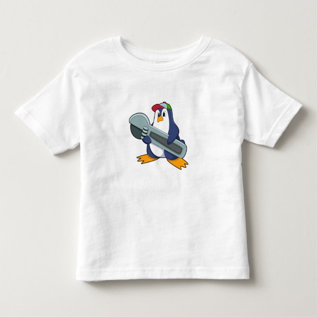 Penguin as Mechaic with Tool Toddler T-Shirt (Front)