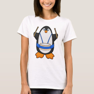 Penguin as Musician with Drum T-Shirt