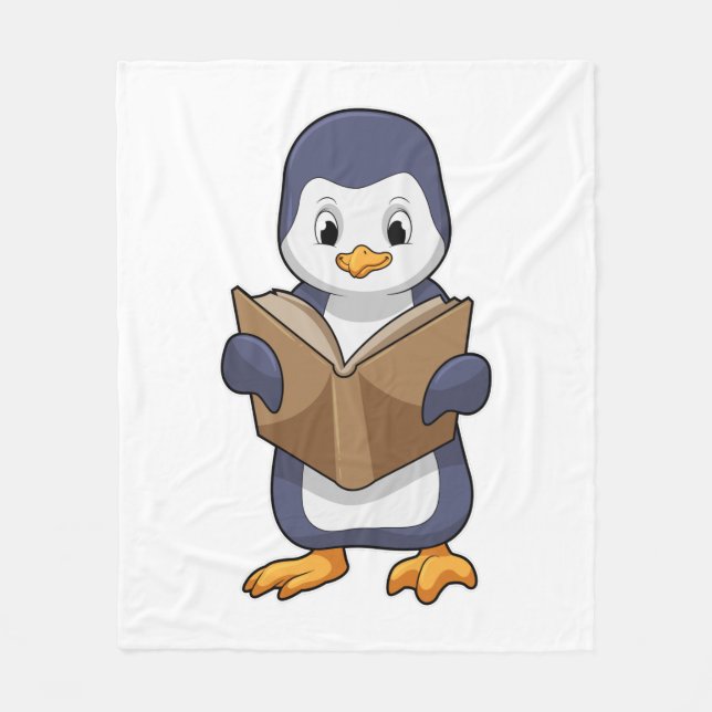 Penguin as Nerd with Book Fleece Blanket (Front)