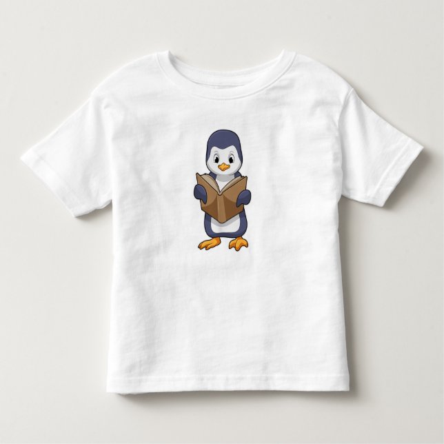 Penguin as Nerd with Book Toddler T-Shirt (Front)