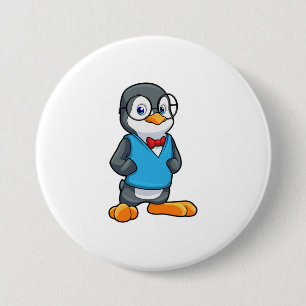Penguin as Nerd with Glasses 7.5 Cm Round Badge