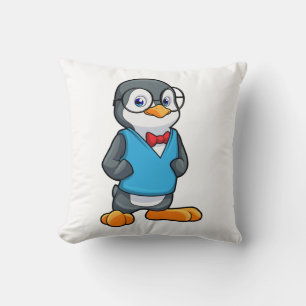 Penguin as Nerd with Glasses Cushion