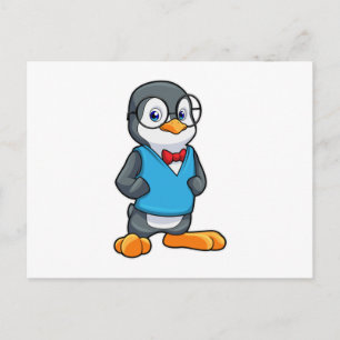Penguin as Nerd with Glasses Postcard