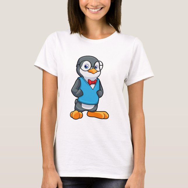Penguin as Nerd with Glasses T-Shirt (Front)